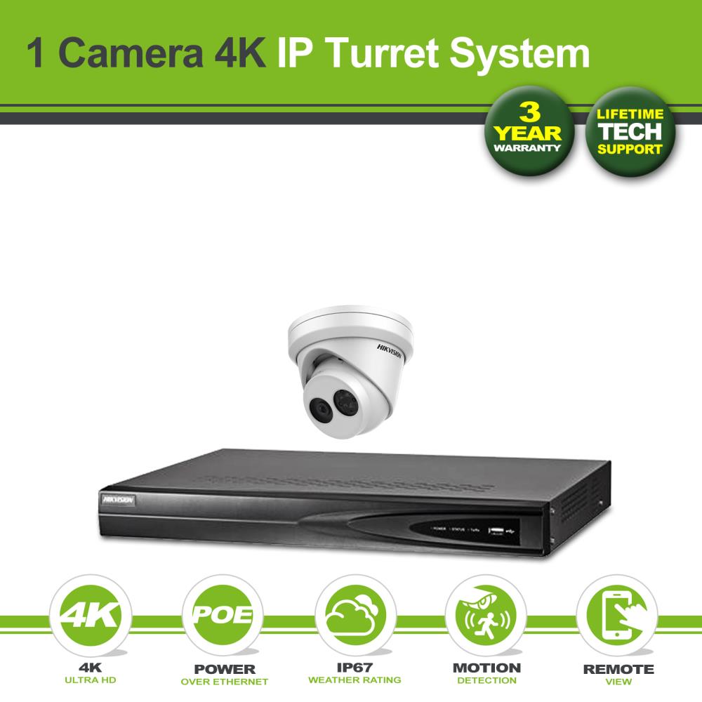 Hikvision 1 Camera 8MP(4K) Darkfighter Turret PoE IP CCTV System